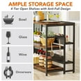 thumbnail image 5 of Tribesigns Kitchen Island with 5 Storage Shelves, Industrial Kitchen Baker's Rack Coffee Bar Station with Large Worktop and 6 Hooks, Rustic Brown & Black, 5 of 6