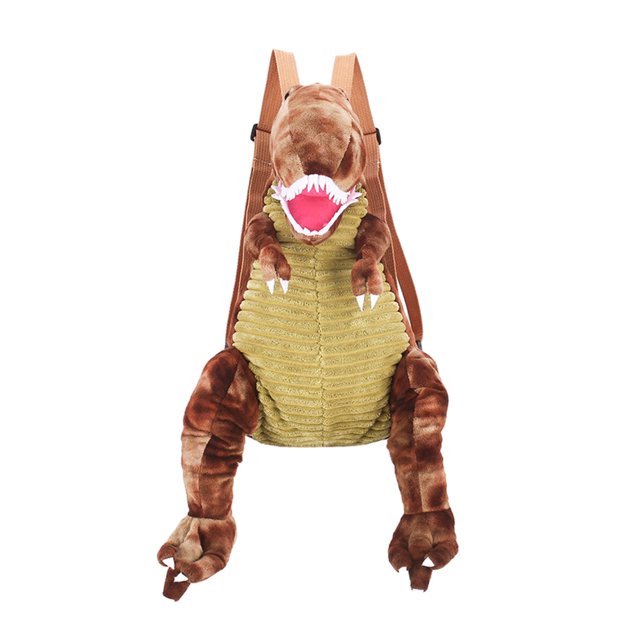 Sonducket de dinosaurio de gran capacidad de algodón, libros de viaje y tableta, muñeca, bolsa de felpa, teléfono de habitación amplia Mochilas Marrón