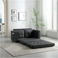thumbnail image 5 of JERFIT Modern Velvet Convertible Sofa Bed 3-in-1 Sleeper Futon with Storage Pockets for Small Space, Dark Gray, 5 of 10