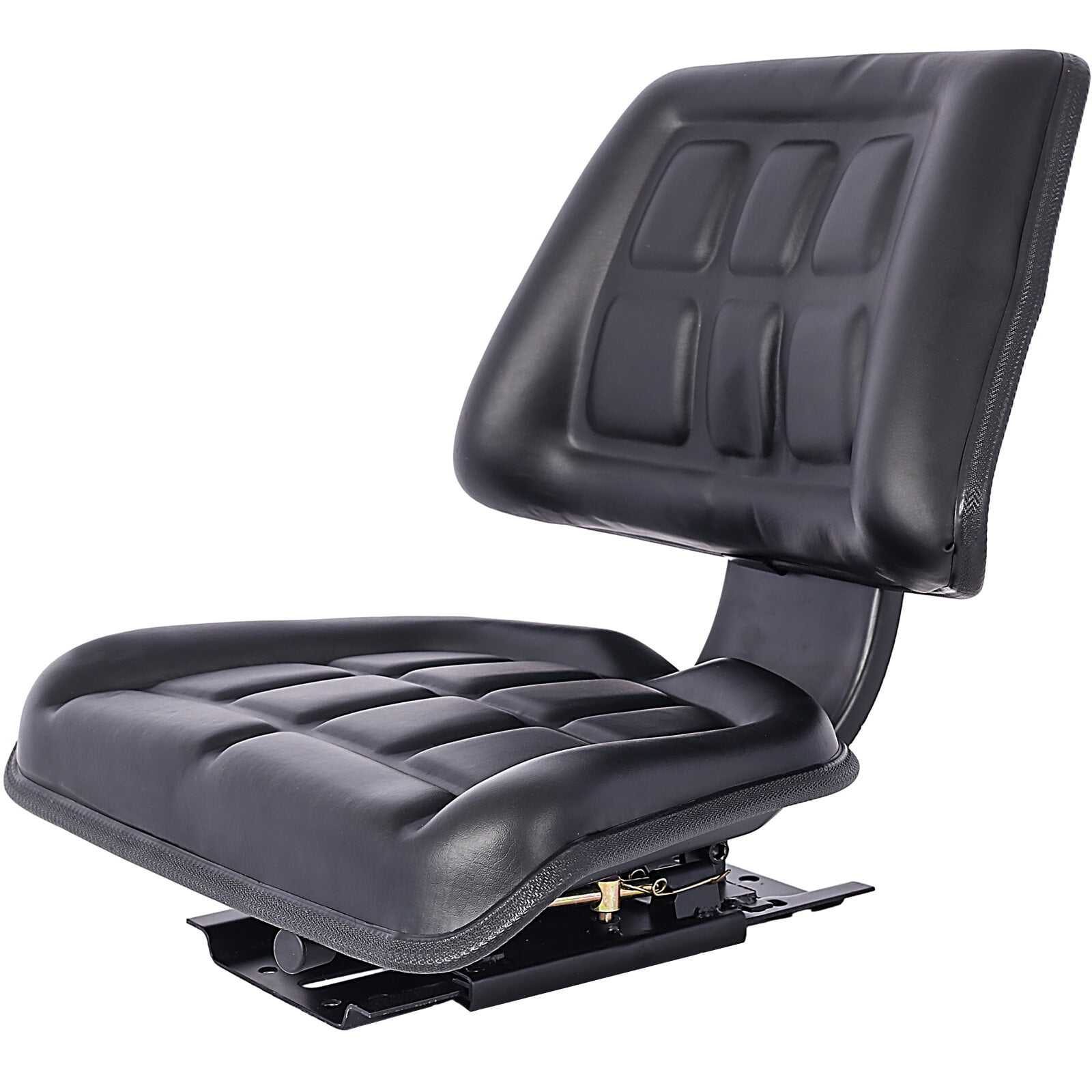 , Tractor Seat w/ Backrest Black Slide Track Steel/PVC Compact Mower, Black ,Steel ,