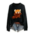 thumbnail image 4 of Women's Sweater Knit Cute Graphic Long Sleeve Crew Neck Plus Size Sweater Black, 4 of 4