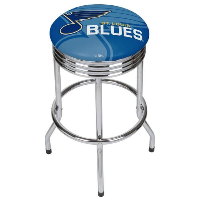 Trademark Global NHL1005-SLB St. Louis Blues NHL Chrome Ribbed Bar Stool