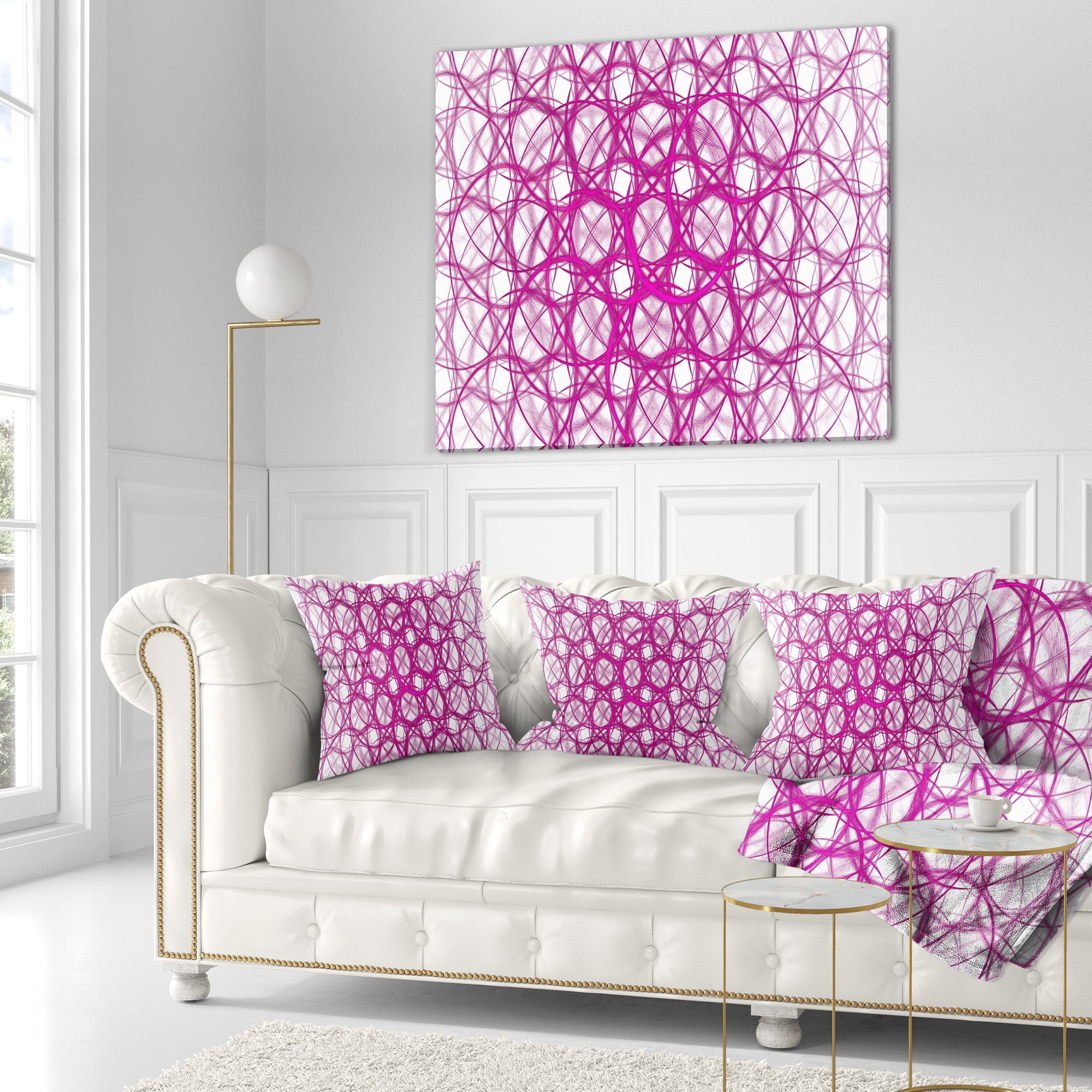 Designart Pink Unusual Metal Grill - Abstract Throw Pillow - 16x16