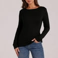 thumbnail image 5 of Ronuti Long Sleeve Thermal Shirt for Women Light Fleece Tops Spring 2025 Crew Neck Casual Basic T-Shirts, 5 of 9