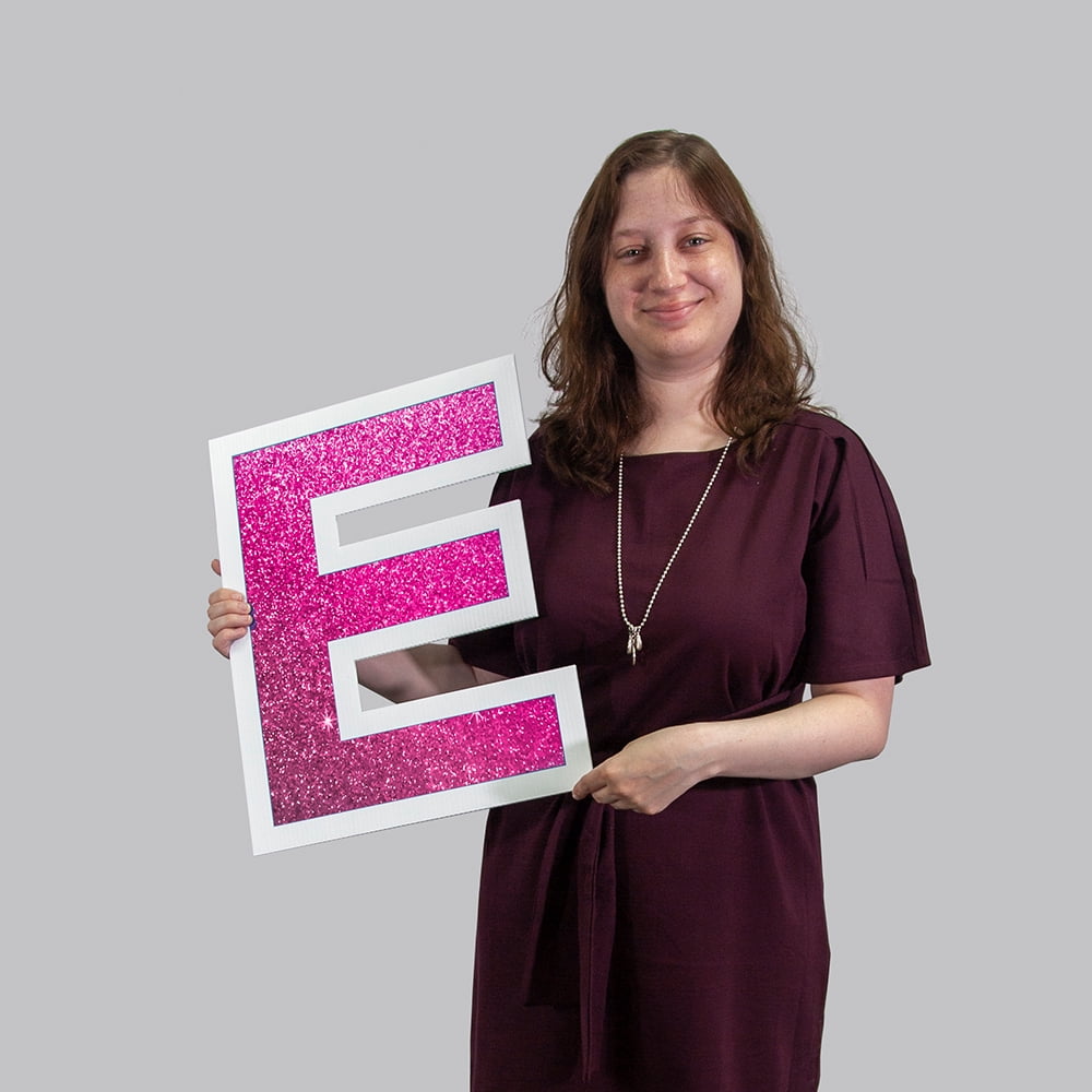 Vispronet Congratulations Yard Sign with Stakes – Each Letter is 18in Tall – Weather-Resistant Signs and Steel Stakes – Yard Decorations for Special Occasions (Faux Glitter Bright Pink)