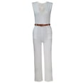 thumbnail image 3 of Ropa informal de verano de talle alto y color liso para mujer, pantalones ajustados sexis sin mangas con escote en V estilo europeo y americano, 3 of 6