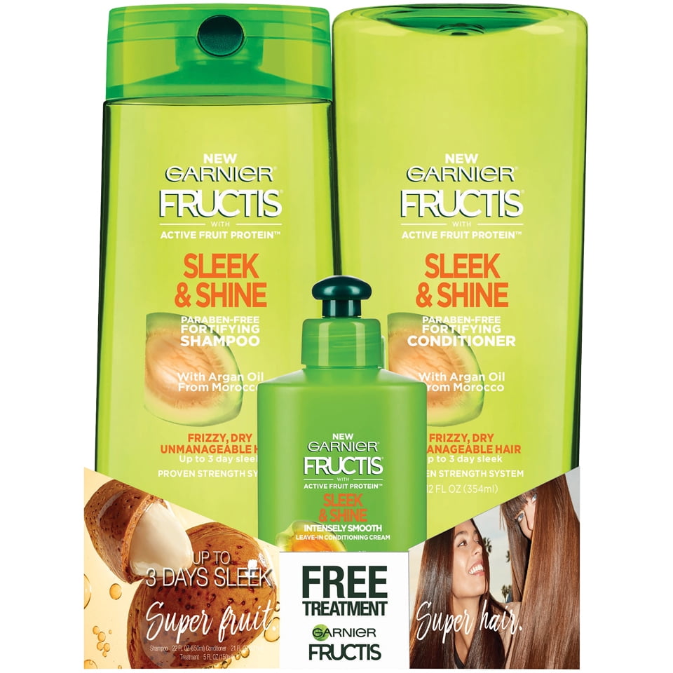 Garnier® Fructis® Sleek & Shine Shampoo & Conditioner with Bonus Treatment 2 pc Pack Walmart