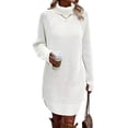 thumbnail image 1 of xiaxaixu Robe Mini d'Automne pour Femmes à Manches Longues Col Roulé Couleur Unie Robe Tricotée Robe Chandail Décontractée, 1 of 7
