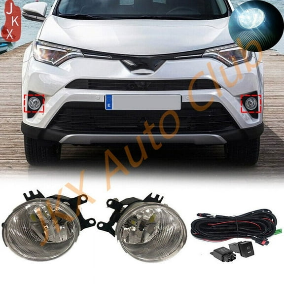 For 2016-2019 Toyota RAV4 2PCS Bumper LED Fog Lights Lamps W/Wiring Switch Kit e