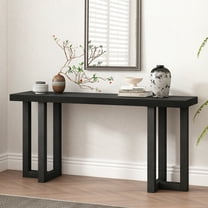 Harper & Bright Designs Unique Wood Console Table with Geometric Design for Living Room and Entryway, Black