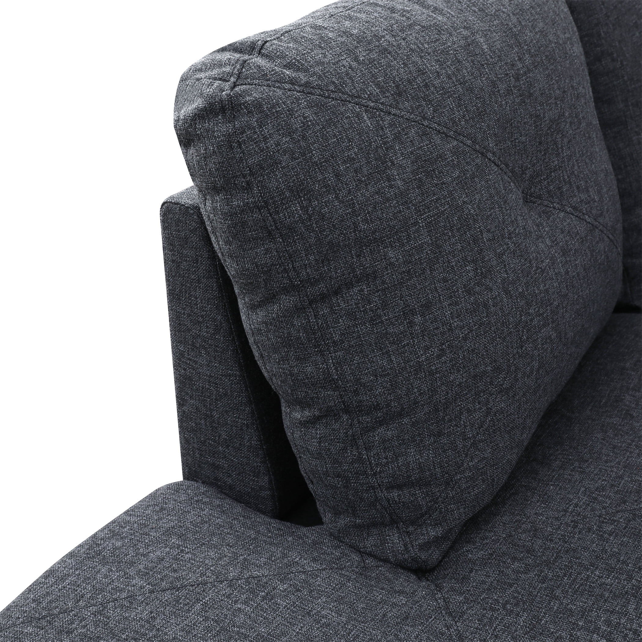 Aukfa 97" Classic Sectional Sofa 4 Seat L shape Couch for Living Room, 2Pillows, Oversized Left Chaise, Linen, Black Gray