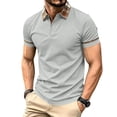 thumbnail image 2 of Zimjoy Men's Polo Shirt Short Sleeve Waffle Knit Casual Golf Polo Plaid Collar Stylish Button Down Business Casual Shirt for Men Gray M, 2 of 8