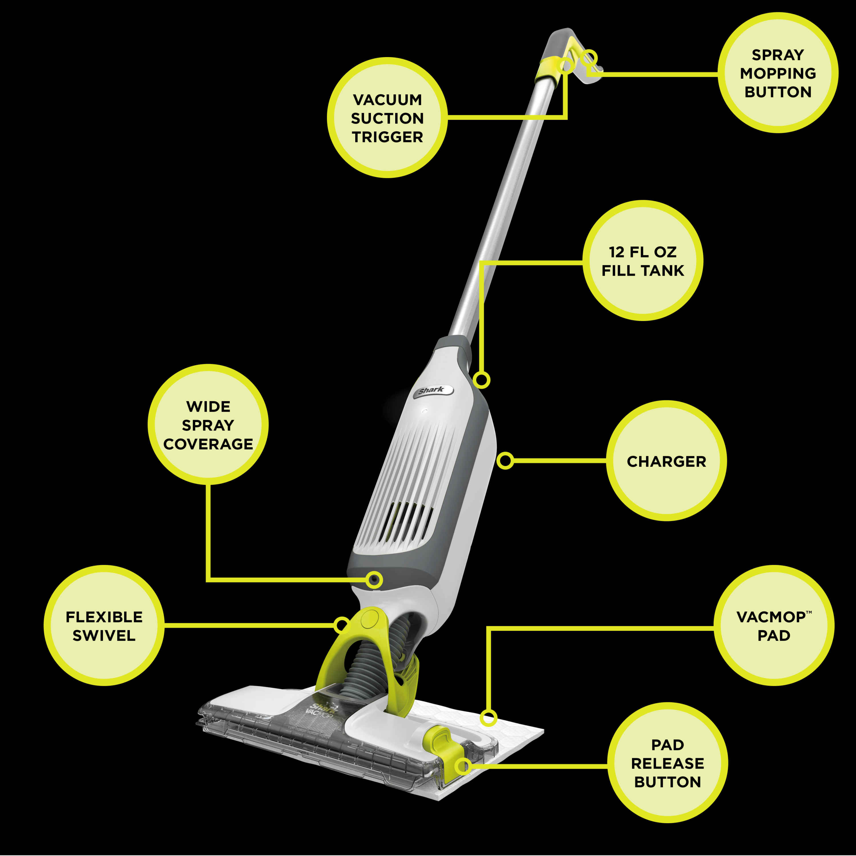 Shark VACMOP™ Cordless Hard Floor Vacuum Mop with Disposable VACMOP™ Pad VM200P12 - image 6 of 7