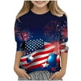 thumbnail image 2 of Jinhomg Kids Novelty Graphic Tees Trendy American Flag Patriotic Shirts Casual Comfy 3/4 Sleeve Crew Neck Tunic Blouses Blue 3 Years, 2 of 5