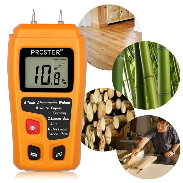 Proster Medidor de humedad de madera – Detector digital de humedad probador  de humedad, detector de fugas de agua tipo pin probador de humedad para