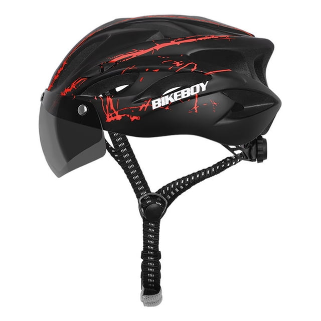 Sywqhk Casco de bicicleta MTB Bicicleta de carretera Hombres Mujeres Casco Gafas integradas (Rojo) Sywqhk Alta Calidad