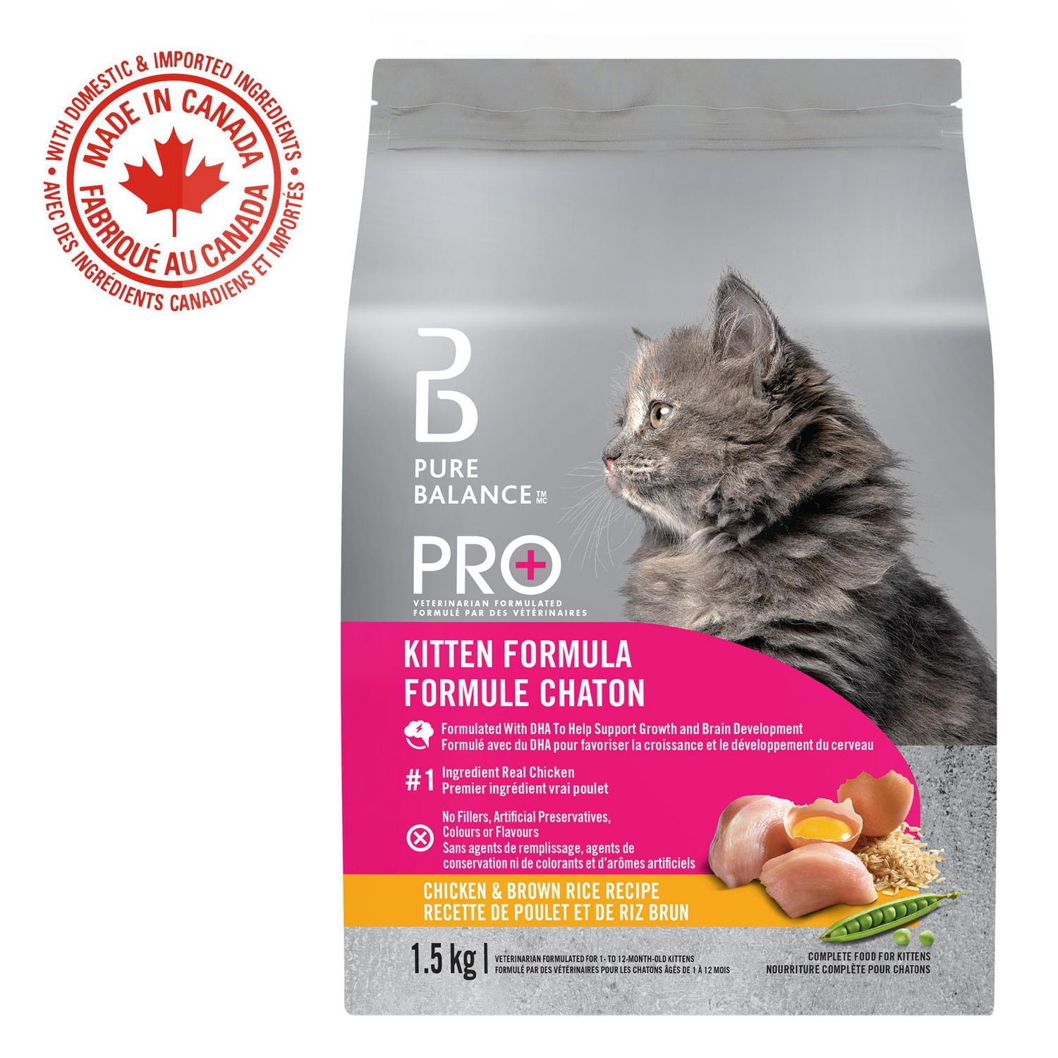Pure Balance Pro+ Kitten Formula with Chicken & Brown Rice Dry Cat Food, 100 g, 1.5 kg