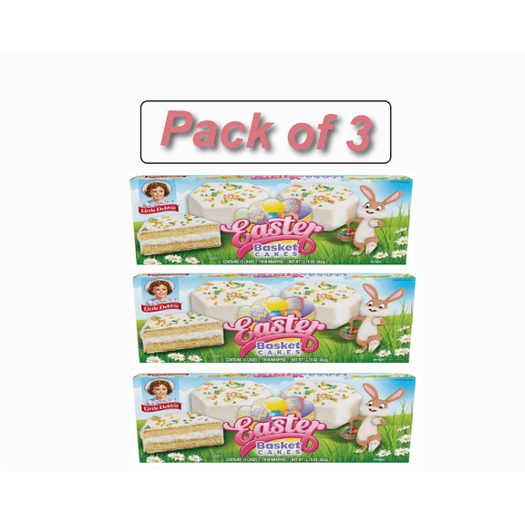 Little Debbie Easter Basket Cakes Vanilla Snack Cakes, 12.75 oz (Pack of 3)