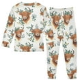 thumbnail image 2 of joogoo Highland Cattle Leaves-h1 2 Piece Long Sleeve Tee and Pants Cotton Pajama Set 3T, 2 of 7