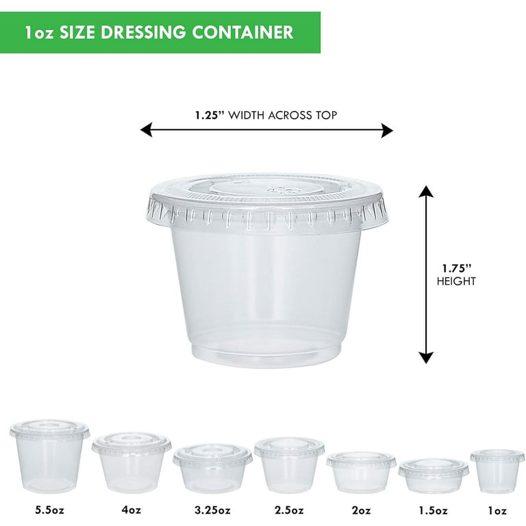 Clear Plastic Portion cups with Lid, 1 oz 100 Sets Disposable Jello Shot  Cups by Galashield