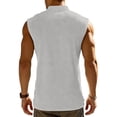 thumbnail image 3 of CIENVNSTG Men's Sweatshirt Wide Shoulder Vest Henry Collar Sleeveless Casual Tank Top Shoulder Vest Travel Tops Gray S, 3 of 3