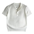 thumbnail image 3 of vdgthytj Mens Short Sleeve Shirts Henley Neck Button Loose Fitting Summer Casual Ribbed Knit Sweater Shirts, 3 of 6