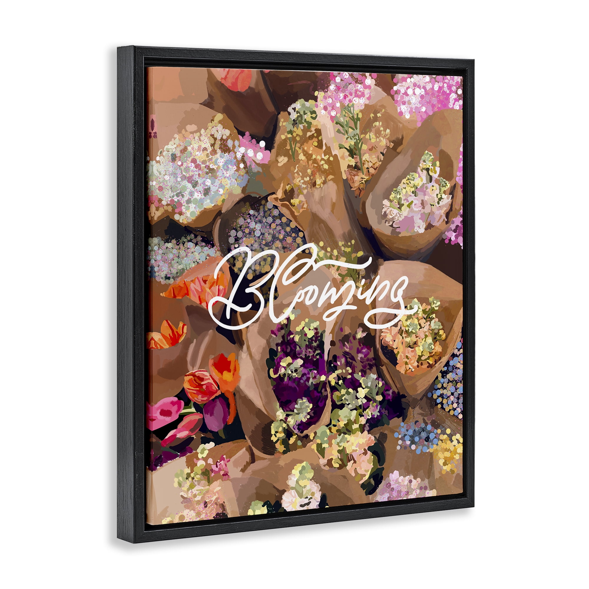 Stupell Industries Blooming Spring Bouquets Black Framed Floater Canvas Wall Art, design by Amelia Noyes
