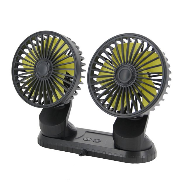 Riwesomey Ventilador enfriador de aire para coche de 5V, USB, doble cabezal, 3 velocidades, ajustable, giratorio, portátil, accesorios de refrigeración Automoción decorativa y accesorios Riwesomey VI016919-00