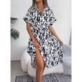 thumbnail image 6 of Yesfashion Women's Spring and Summer Printed Button Up Belted Midi Dress Short Sleeve Collar Shirt Dresses, 6 of 7
