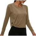 thumbnail image 1 of Jalioing T-Shirts Athlétiques pour Femmes Légers à Manches Longues à Col Rond Court T-Shirt de Sport Décontracté Mode Chandails de Gym, 1 of 7