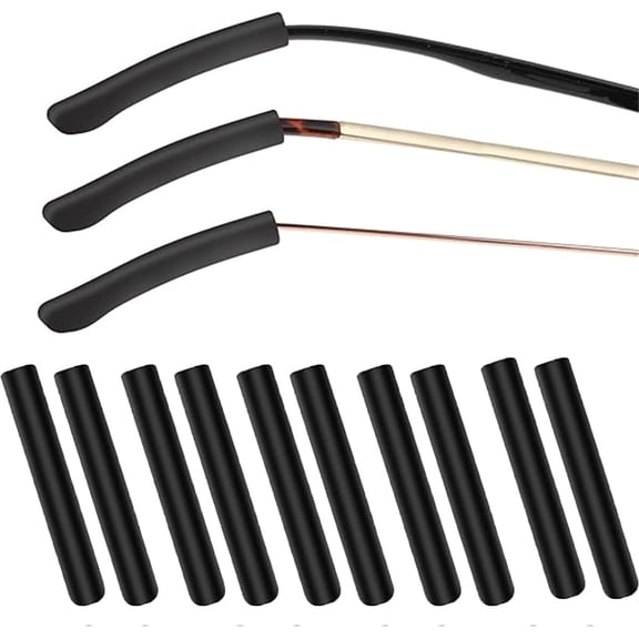 GIXUSIL 5 Pairs Silicone Glasses Ear Grip, Comfort Non Slip Glasses Ear Grippers, Anti Slip Eyeglass Temple Tips Sleeves Ear Pads for Sunglasses Black