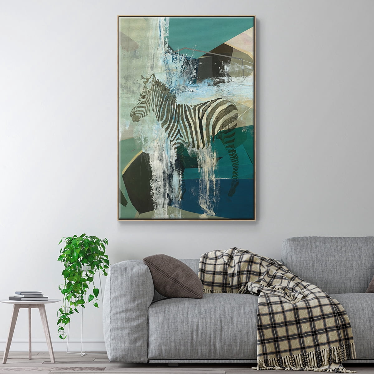 Crossing the Lines Framed Premium Gallery Wrapped Canvas - Ready to Hang - 25 x 37 - Natural Wood Floating Frame