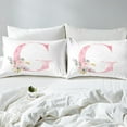 thumbnail image 4 of Erosebridal Initial Monogrammed Sheet Set Twin,Pink White Bedding Sets Twin Size,Floral Flower Twin Sheet Sets,Super Cozy Alphabet Room Decoration,3pcs, 4 of 7