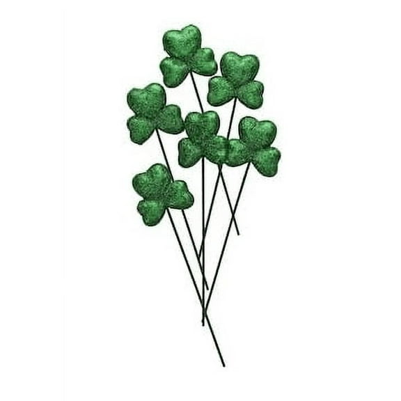 3 packs Glittery Green Shamrock Picks, 6 Pieces
