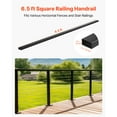 thumbnail image 2 of KFFKFF 6.5 ft Stainless Steel Handrail, Rectangular Top Stair Deck Rail for Indoor/Outdoor Steps with End Caps, Matte Black Coated Adjustable Metal Rail for Cable Railing Systems, 2 of 9