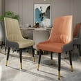 thumbnail image 3 of Wisfor 2PCS Accent Dining Chairs Kitchen Cafe Dining Chairs Wooden Legs Faux Leather Cover, Orange Colour & Grey Colour, 3 of 13