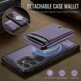 thumbnail image 6 of For Samsung Galaxy A25 5G Phone Case,Compatible WIth Mag-Safe,2-in-1 Magnetic Removable Card Holder,Kickstand,Anti-Scratch PU Leather Back Shockproof Anti-fall Durable Non-slip Phone Case,Purple, 6 of 9