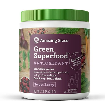 Amazing Grass Antioxidant Green Superfood Powder, Sweet Berry, 30 (Best Green Smoothie Powder)