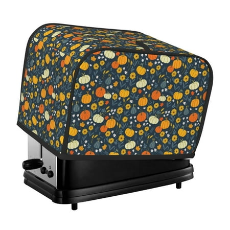 

KLL Pumpkins And Sunflowers2 Print 2 Slice Toaster Dust Covers Kitchen Small Appliance Cover with 2 Pockets Can hold Jam Spreader Knife & Toaster Tongs (11.4 x 7.9 x 7.5)