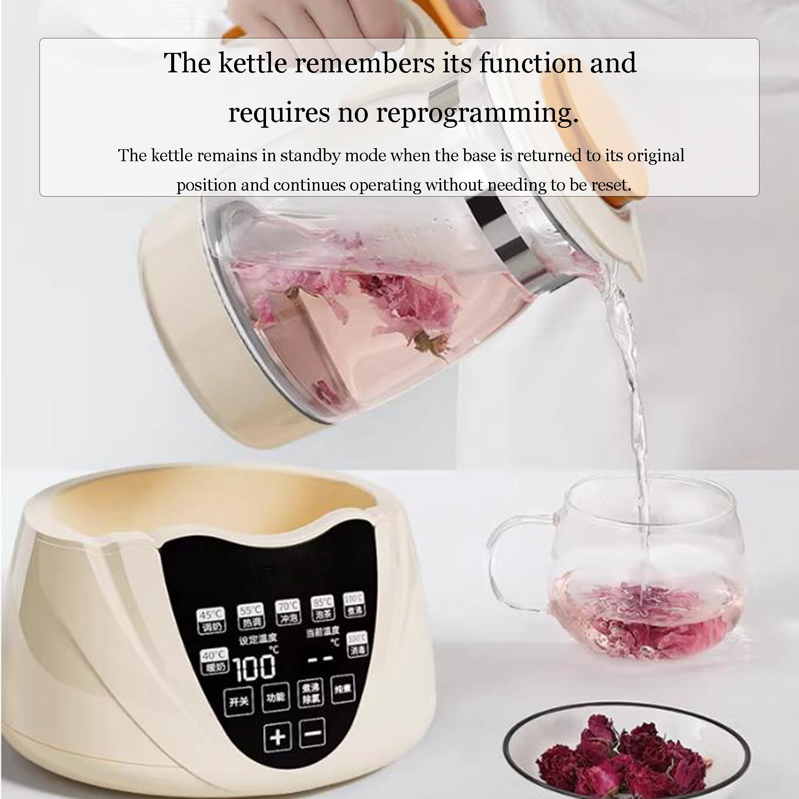 Glass electric Kettles, Multifunctional Tea Maker Kettle,6 Functions Tea Maker, Split Cup Body, Smart Touch,Soup Kettle for Home and Office