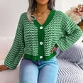 thumbnail image 2 of Vedolay Womens Cardigan Sweaters Casual Cardigan Long Sleeve Knitted Sweater Green,S, 2 of 5