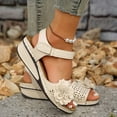 thumbnail image 6 of Xunlbb Clearance, Women's New Plus-size Hollowed-out Flower Platform One-line Buckle Wedge Sandals, 6 of 8