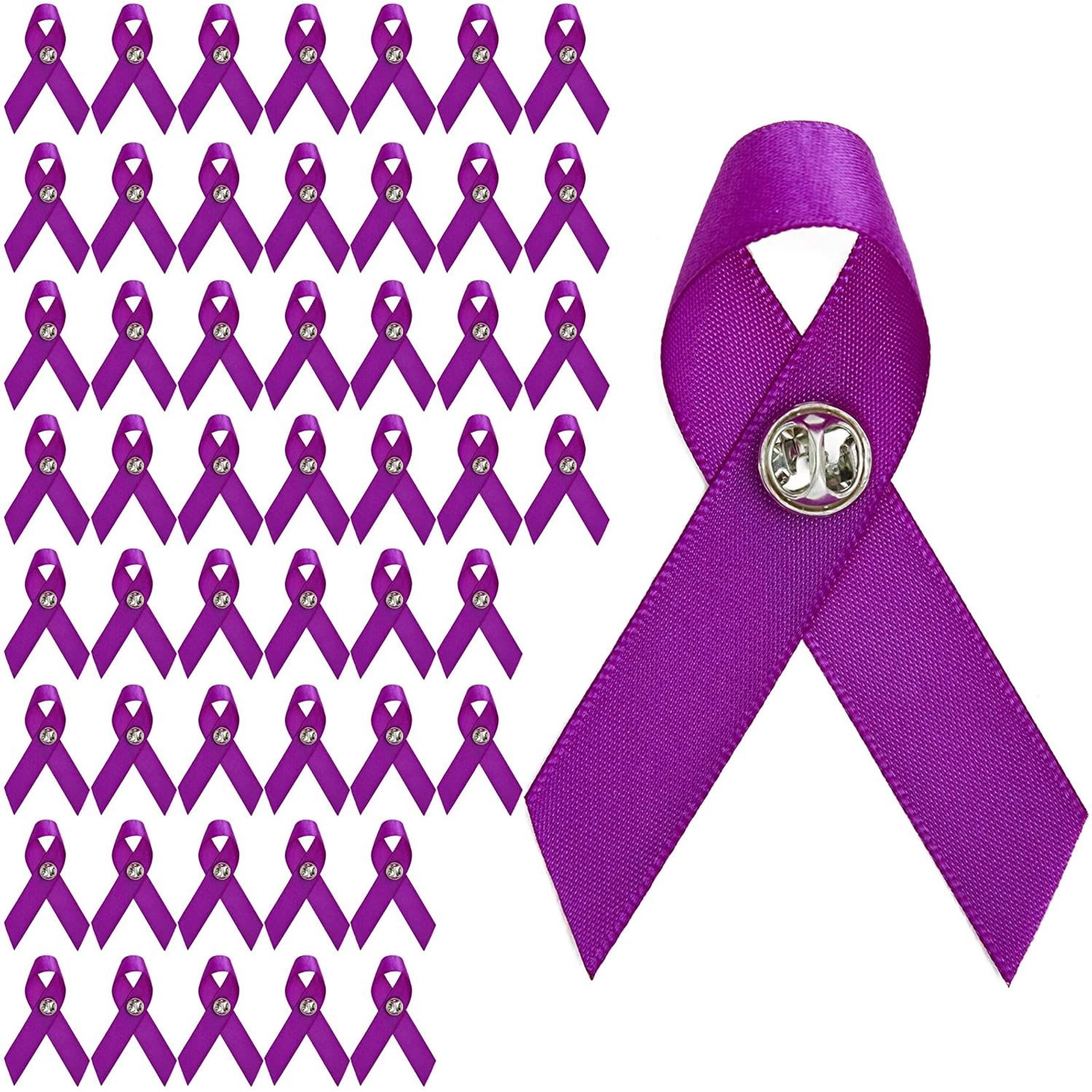 Wholesale Lot 50 Purple Cancer Awareness Ribbon Lapel Pin 