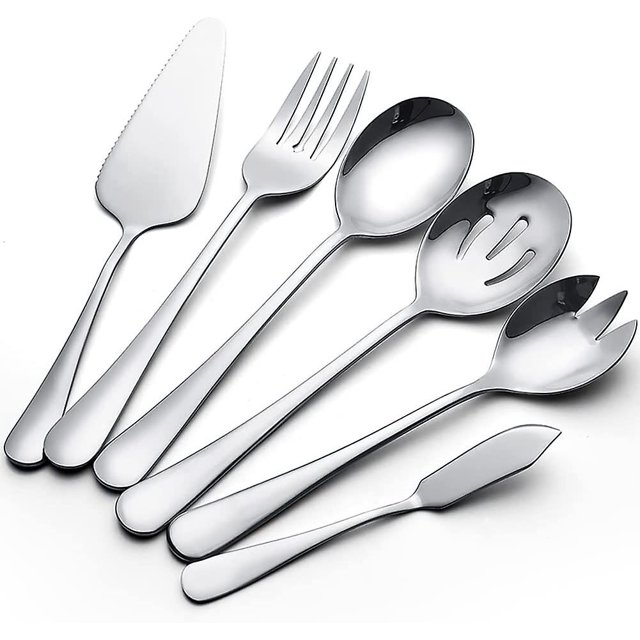 Juego de cubiertos para servir de 6 piezas MACHAO acero inoxidable cucharas para servir cuchillo para mantequilla cuchara tenedor