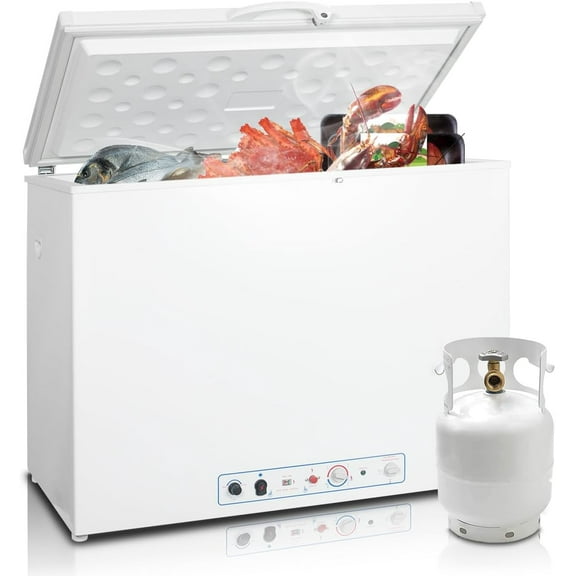 7 Cu ft Propane Chest Freezer LPG/110V 2 Way Freezer with Lock and Top Open Door Outdoor Camping