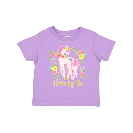 

Inktastic I Love My Tia Unicorn with Pink and Yellow Flowers Gift Toddler Boy or Toddler Girl T-Shirt