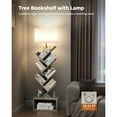 thumbnail image 3 of 6 Tier Tree Bookshelf with Light, Narrow Bookcase Tower, Tall Floor Standing Book Shelf Organizer with Storage Cabinet for  Room,  and  Office, Gray, 3 of 6