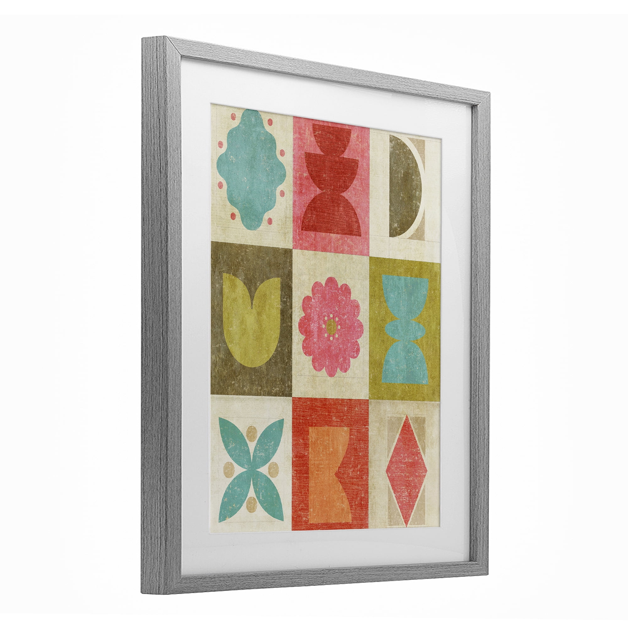 Stupell Industries Happy Dance Geometrics Gray Framed Print Under Glass, design by Suzanne Nicoll