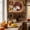 Dark red, variant on Welcome Sign Front Door Decorations, Thanksgiving Round Wall Art Outdoor Metal Wreaths, Fall Rustic Harvest Pumpkin Floral Herbs Birds Seasonal Hanging Sign for Home Porch Decor Warming Gift 6 In