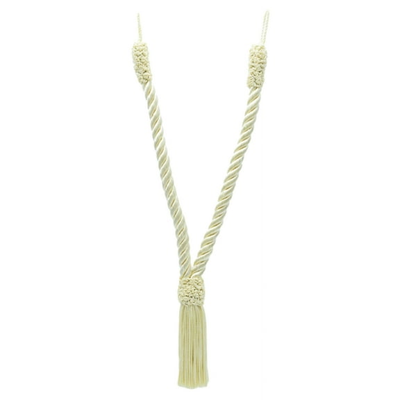 DECOPRO Beautiful Hand-Crafted Small Curtain & Drapery Tassel Tieback with Crown Tassel Design, Tassel Length 4" (10cm), Spread 17" (43cm) # TBCT04, Cream Ivory #A2 (Ivory / Cream) Sold Individually